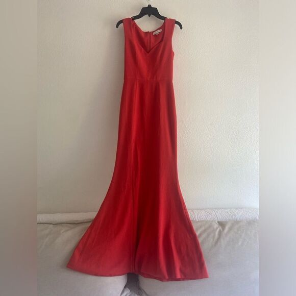Dress the population Monroe Side Slit Gown maxi dress side slit poppy Red Sz S - Picture 8 of 14